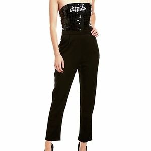 Alice + Olivia Black Jeri Sequin Embellished Jumpsuit Size 4